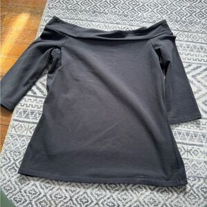 LOFT Gray Asymmetrical Blouse with Three-Quarter Sleeves